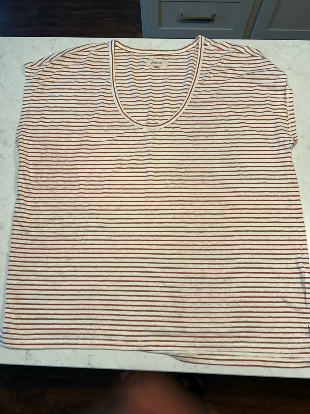 Madewell Women's Short-Sleeve Scoop Neck Tee - White & Rust